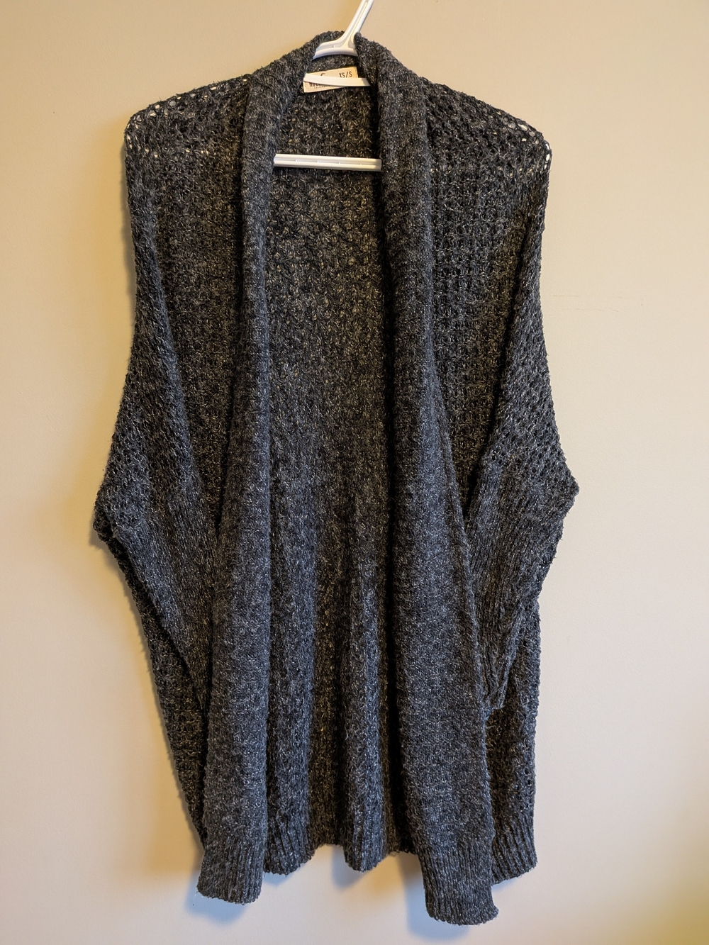 Hollister Dark Charcoal Open-Front Knit Cardigan